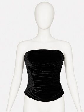 Vintage Thierry Mugler Couture Black Velvet Strapless Corset Bustier Top